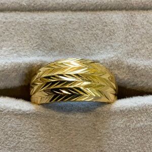 Gold plated sterling silver 925 Etched Chevron Statement Band